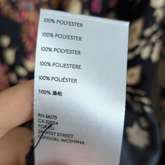 Free People | Black Multicolor Floral Long Sleeve Tie Front Blouse Size Small - Picture 9 of 10